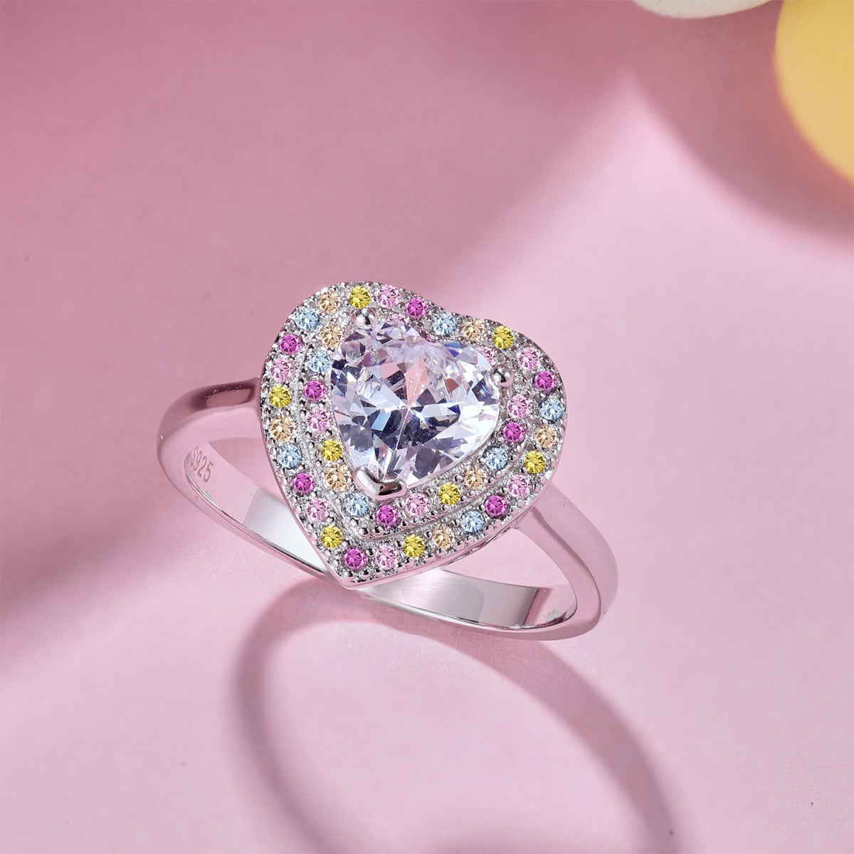 [Sparkling Aurora]Delicate Ebullient Heart Shape Wedding Ring