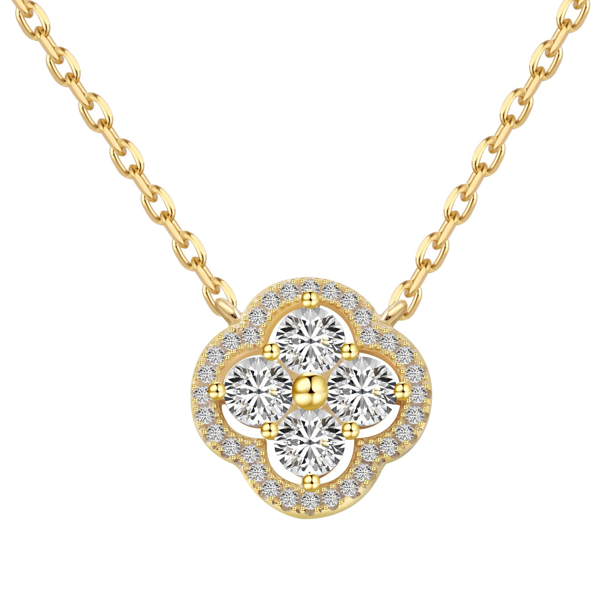 [Sparkling Aurora]Exquisite Necklace With Four-Leaf Clover Flower Design