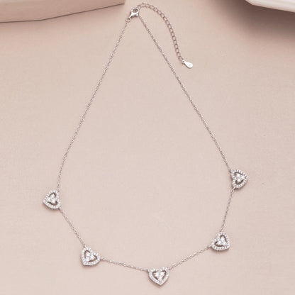 [Sparkling Aurora]Sparkling Five Heart Necklace