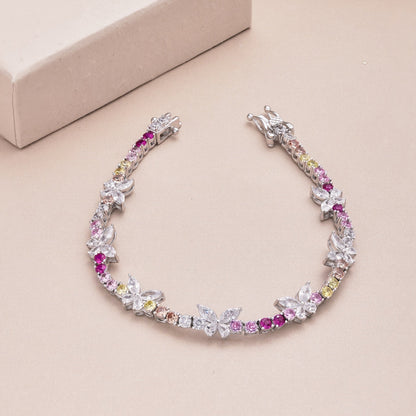 [Sparkling Aurora]Ornate Colorful Butterfly Shape Round Cut Daily Bracelet