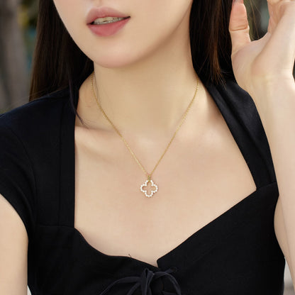 [Sparkling Aurora]Four-Leaf Clover Hollow Design Exquisite Necklace