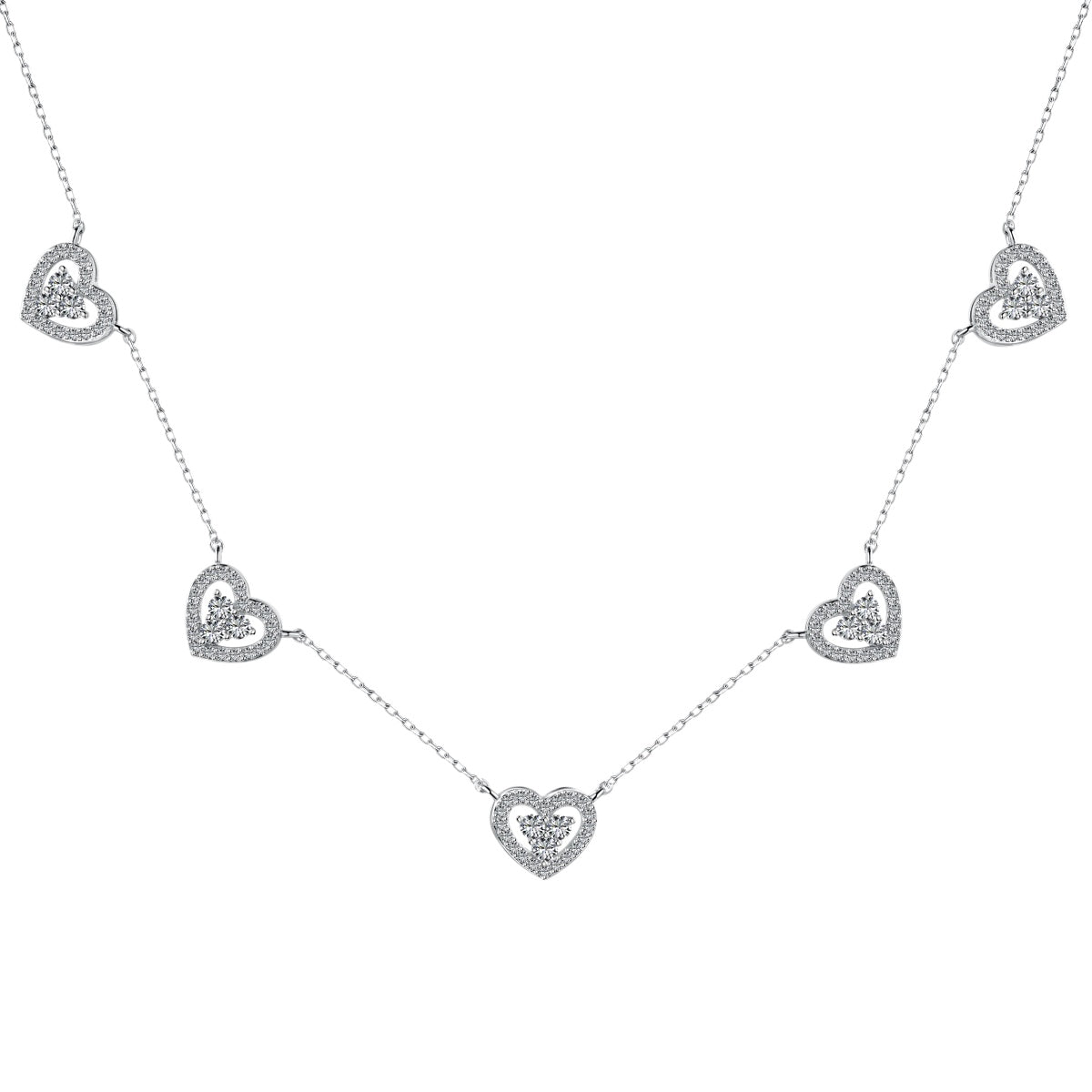 [Sparkling Aurora]Sparkling Five Heart Necklace