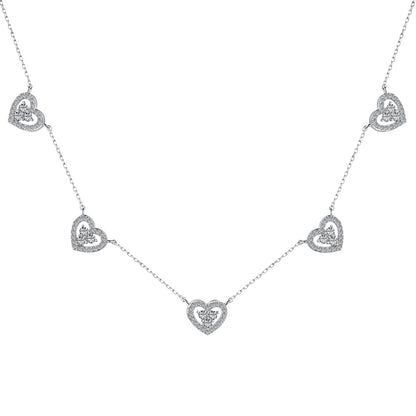 [Sparkling Aurora]Sparkling Five Heart Necklace