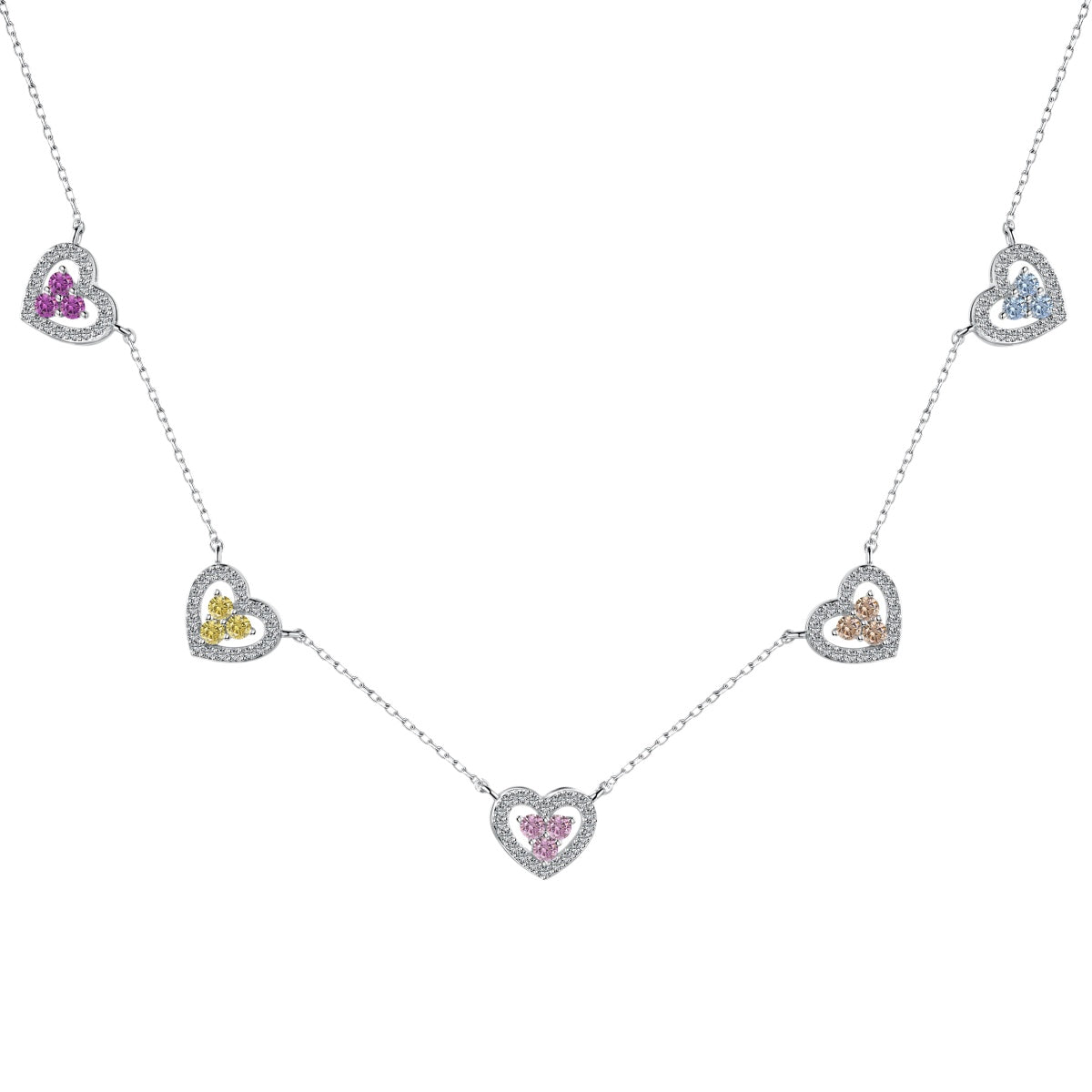 [Sparkling Aurora]Sparkling Five Heart Necklace