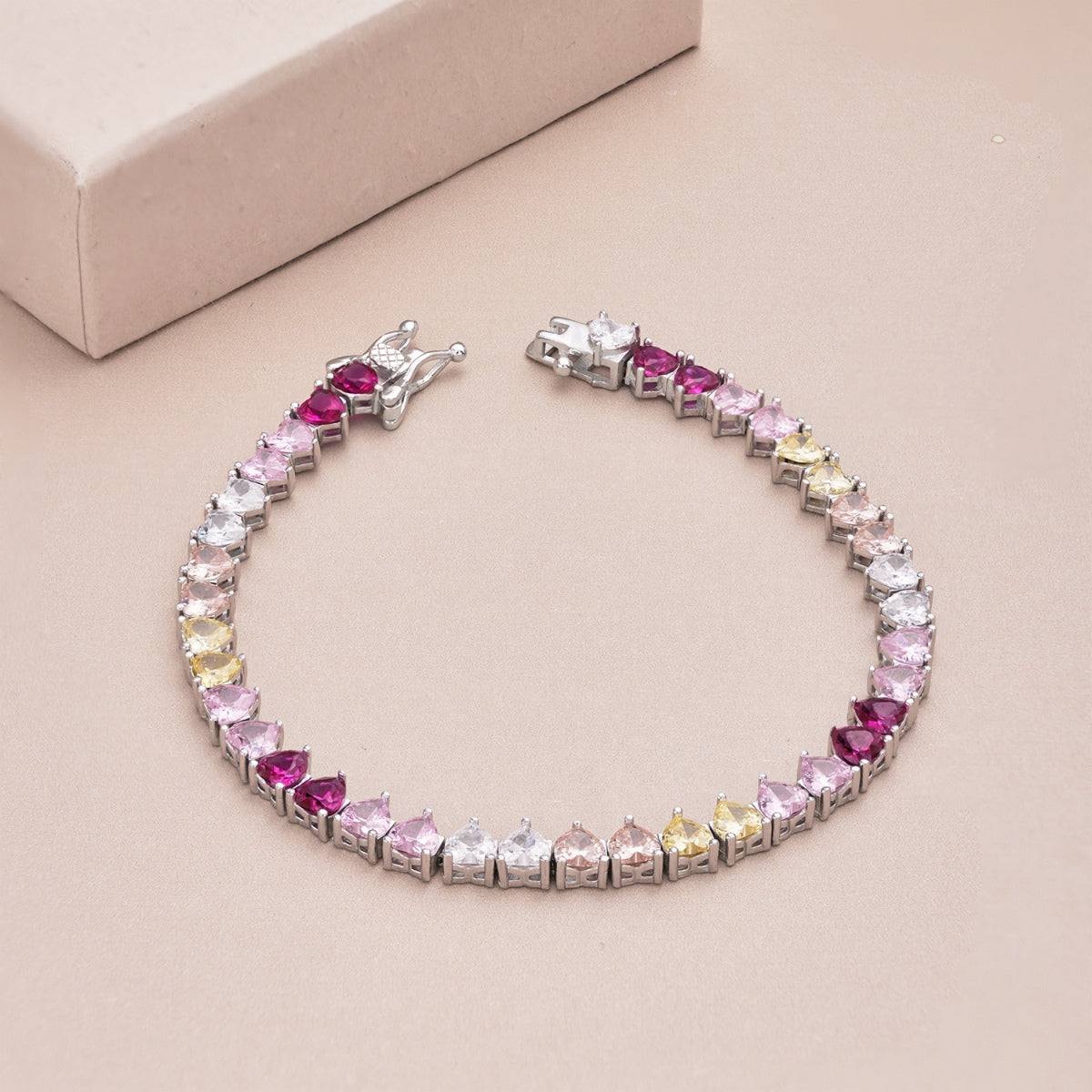 [Sparkling Aurora]Luxurious Colorful Romantic Heart Shape Lover Bracelet