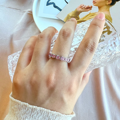 [Sparkling Aurora]Eternity Round Cut Tennis Ring