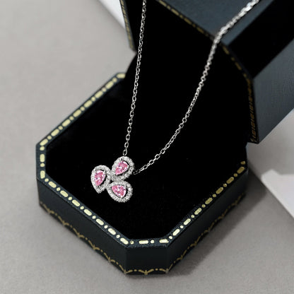 [Sparkling Aurora]Elegant Flower Shape Pear Cut Necklace