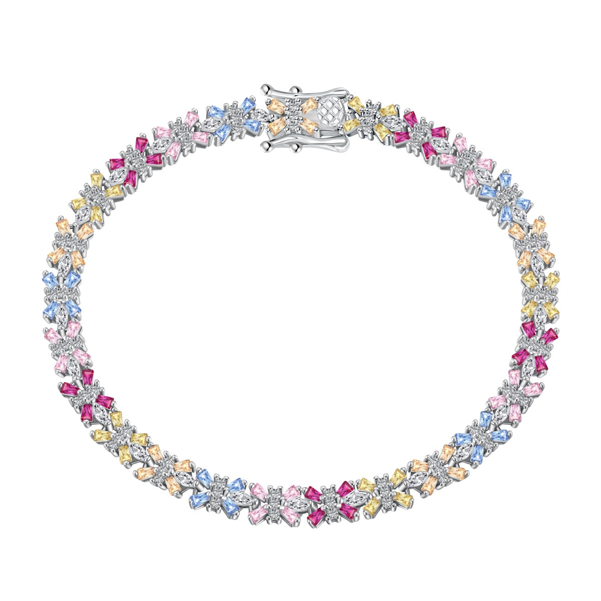 [Sparkling Aurora]Radiant Colorful Emerald Cut Party Bracelet