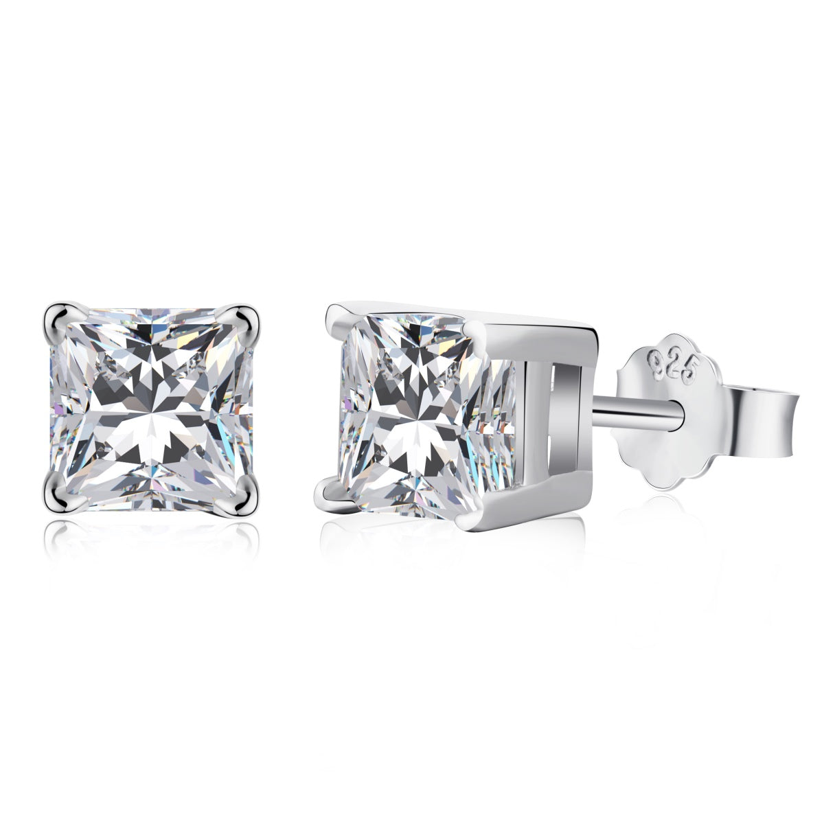 [Sparkling Aurora]1.0 Carat Radiant Princess Cut Wedding Earrings