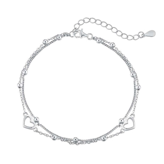 [Sparkling Aurora]Dainty Double Layer Love Heart Bracelet