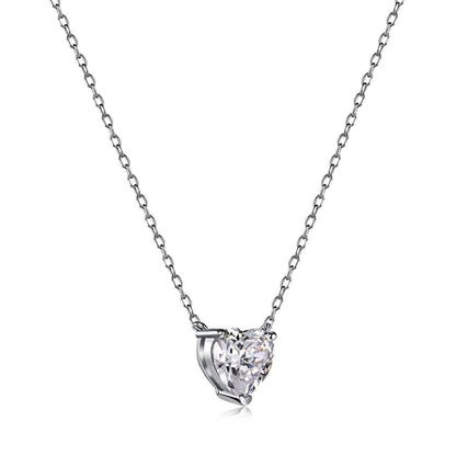 [Sparkling Aurora]Heart Shape Main Stone Pendant Collarbone Necklace