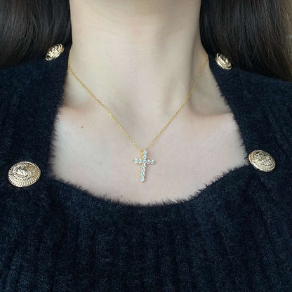 [Sparkling Aurora]Unique Cross Shape Necklace