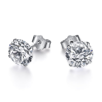 [Sparkling Aurora]Stylish Shiny Round Center Stone Stud Earrings