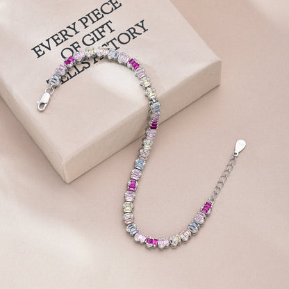 [Sparkling Aurora]Delicate Colorful Emerald Cut Party Bracelet