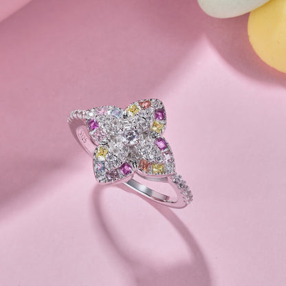 [Sparkling Aurora]Luxurious Colorful Flower Shape Banquet Ring