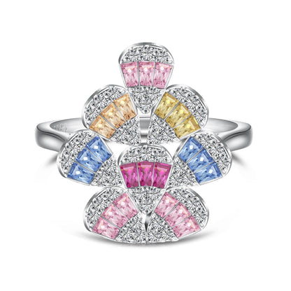 [Sparkling Aurora]Sparkling Colorful Water Drop Shape Daily Ring