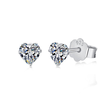 [Sparkling Aurora]Sparkling Heart Shaped Simple Earrings