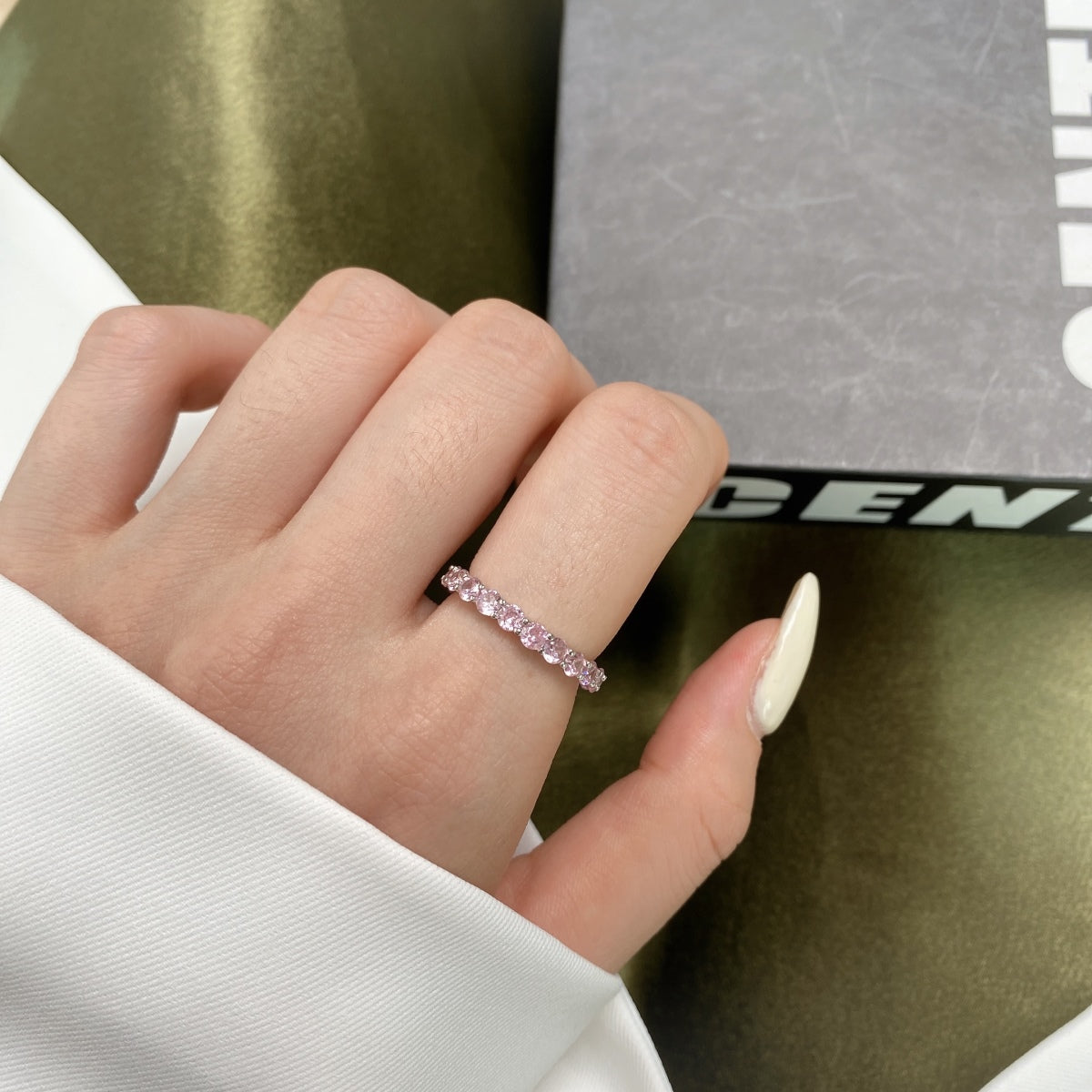 [Sparkling Aurora]Sparkling Round Cut Tennis Ring