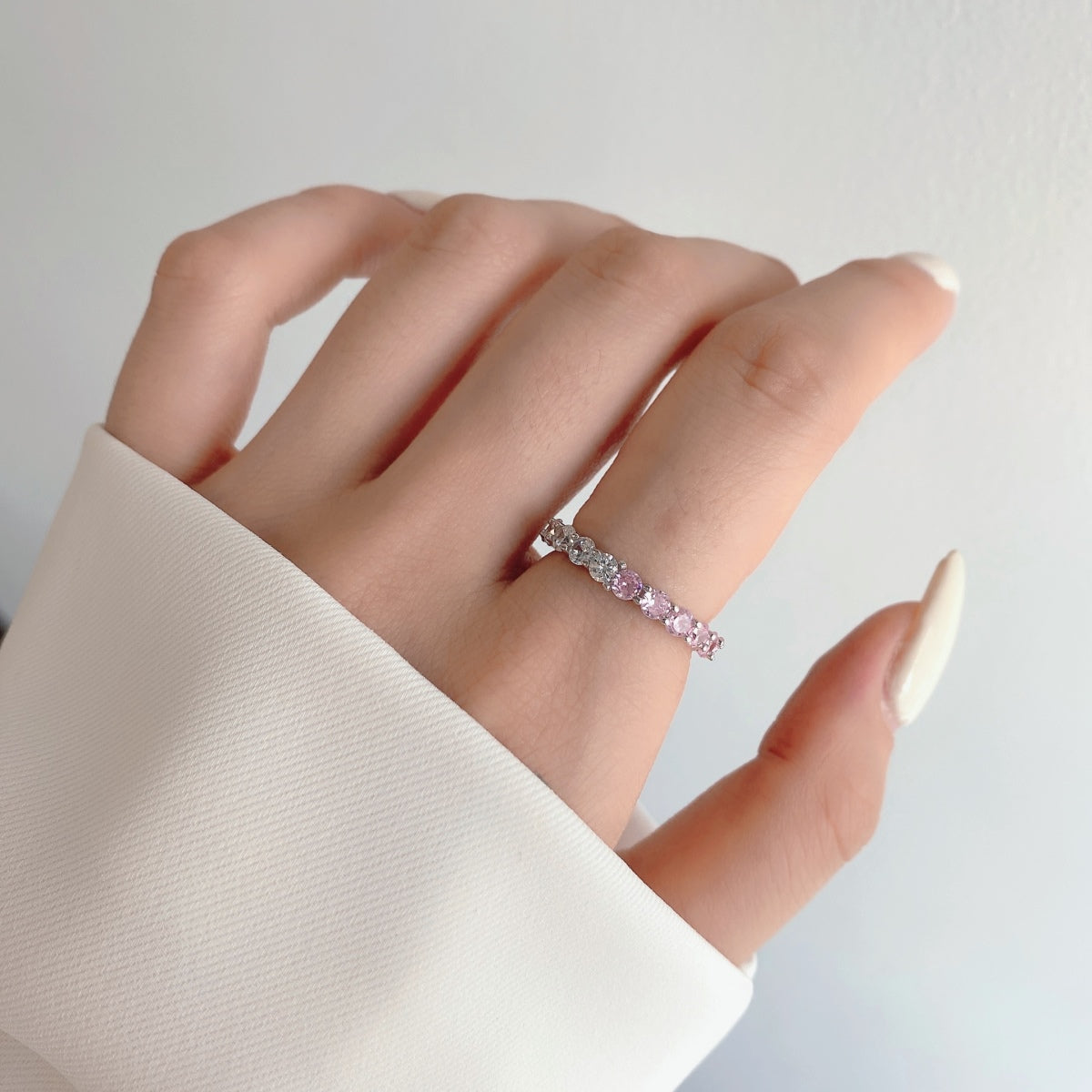 [Sparkling Aurora]Sparkling Round Cut Tennis Ring