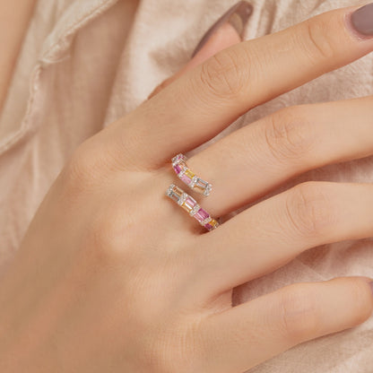 [Sparkling Aurora]Charming Colorful Radiant Cut Adjustable Daily Ring