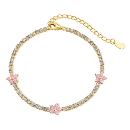 [Sparkling Aurora]Sparkling Flower Shape Tennis Bracelet