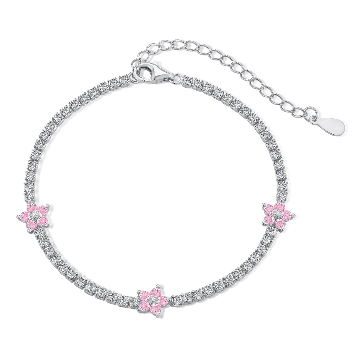 [Sparkling Aurora]Sparkling Flower Shape Tennis Bracelet