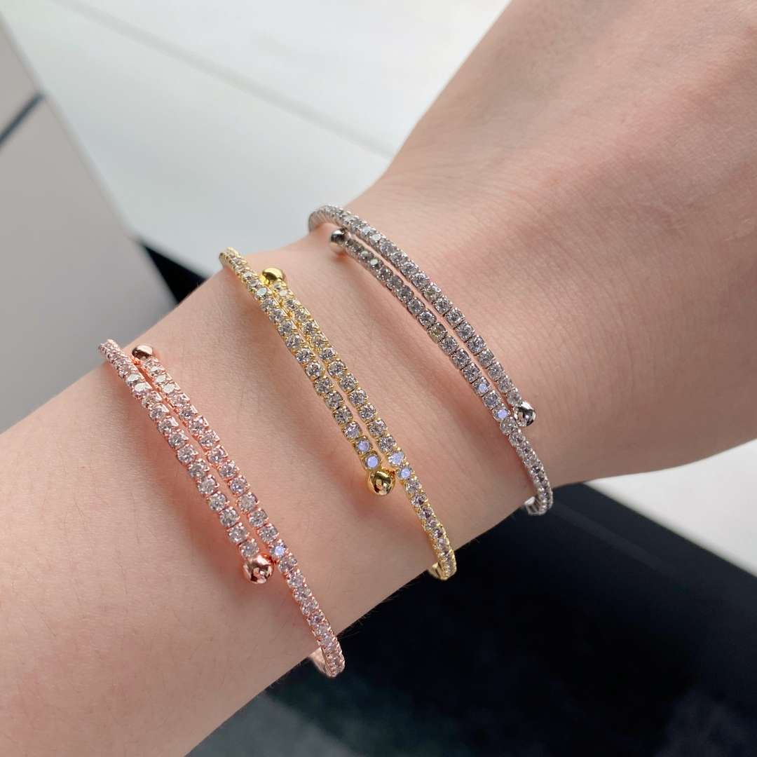 [Sparkling Aurora]Row of Diamonds Round Fashion Bracelet