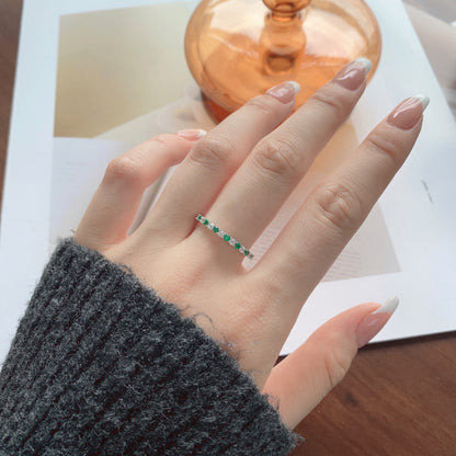 [Sparkling Aurora]Exquisite Colorful Round Cut Tennis Ring