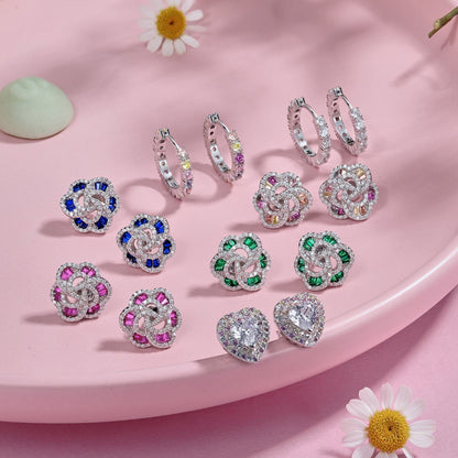 [Sparkling Aurora]Exquisite Flower Shape Daily Earrings