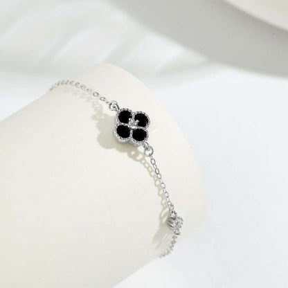 [Sparkling Aurora]Delicate Four Leaf Clover Bracelet