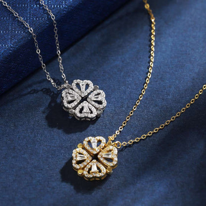 [Sparkling Aurora]Ornate Heart Cut Flower Shape Necklace