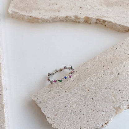 [Sparkling Aurora]Radiant Colorful Round Cut Daily Ring