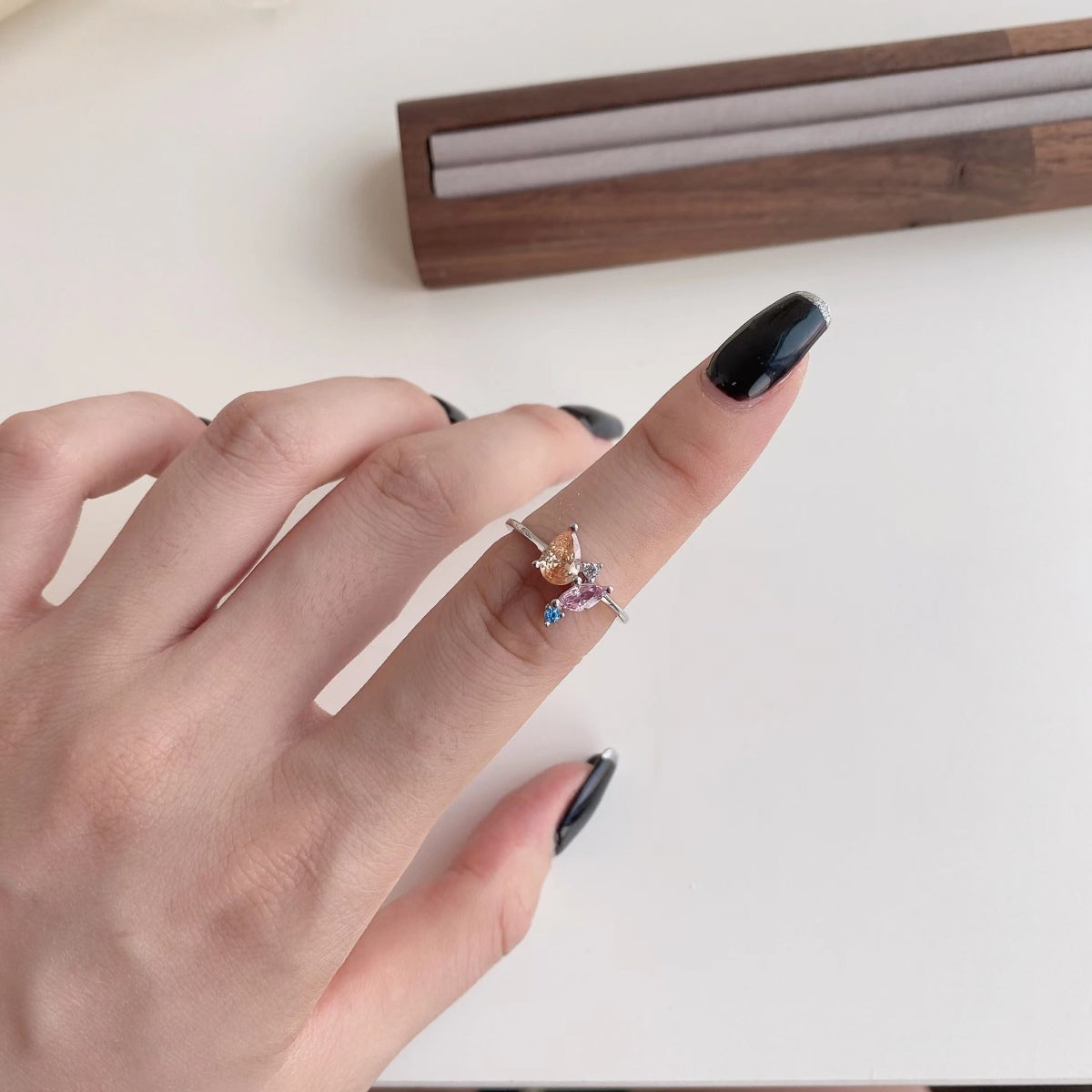 [Sparkling Aurora]Radiant Colorful Multi Cut Daily Ring