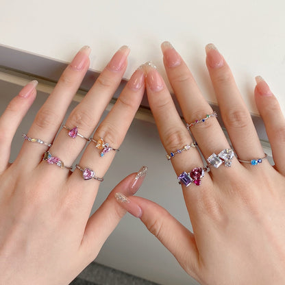 [Sparkling Aurora]Radiant Colorful Multi Cut Daily Ring