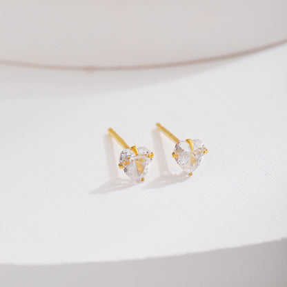 [Sparkling Aurora]Sparkling Heart Shaped Simple Earrings