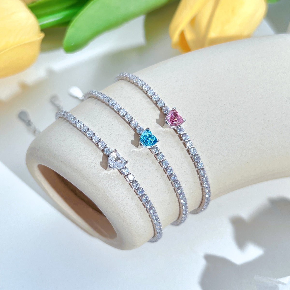 [Sparkling Aurora]0.5 Carat Elegant Romantic Heart Shape Lover Bracelet