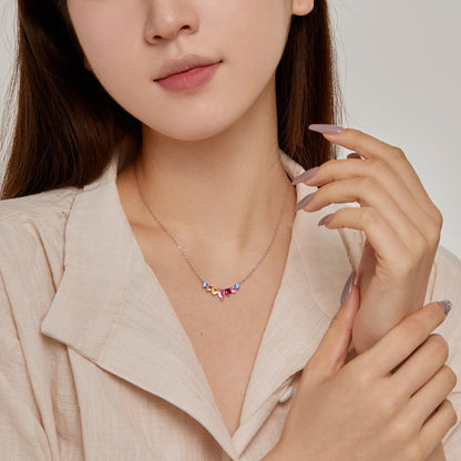 [Sparkling Aurora]Dainty Colorful Heart Necklace