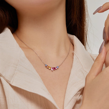 [Sparkling Aurora]Dainty Colorful Heart Necklace