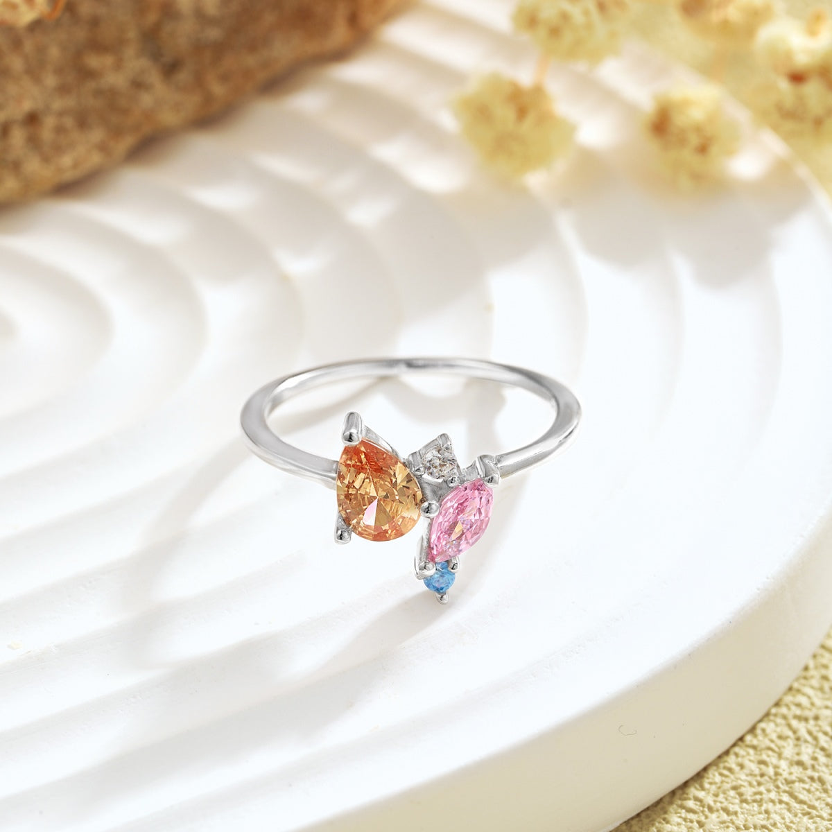 [Sparkling Aurora]Radiant Colorful Multi Cut Daily Ring