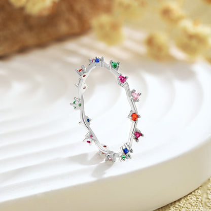 [Sparkling Aurora]Radiant Colorful Round Cut Daily Ring