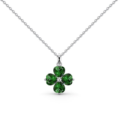 [Sparkling Aurora]Heart-Shaped Four-Leaf Clover Bead Necklace