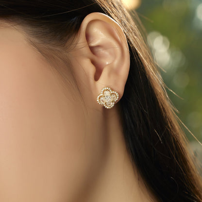 [Sparkling Aurora]Lucky Four-Leaf Clover Exquisite Earrings