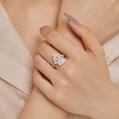 [Sparkling Aurora]Sparkling Colorful Water Drop Shape Daily Ring