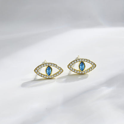 [Sparkling Aurora]Blue Devil Eyes Hollow Stud Earrings