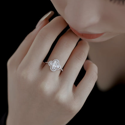 [Sparkling Aurora]Luxurious Eternity Flower Shape Banquet Ring