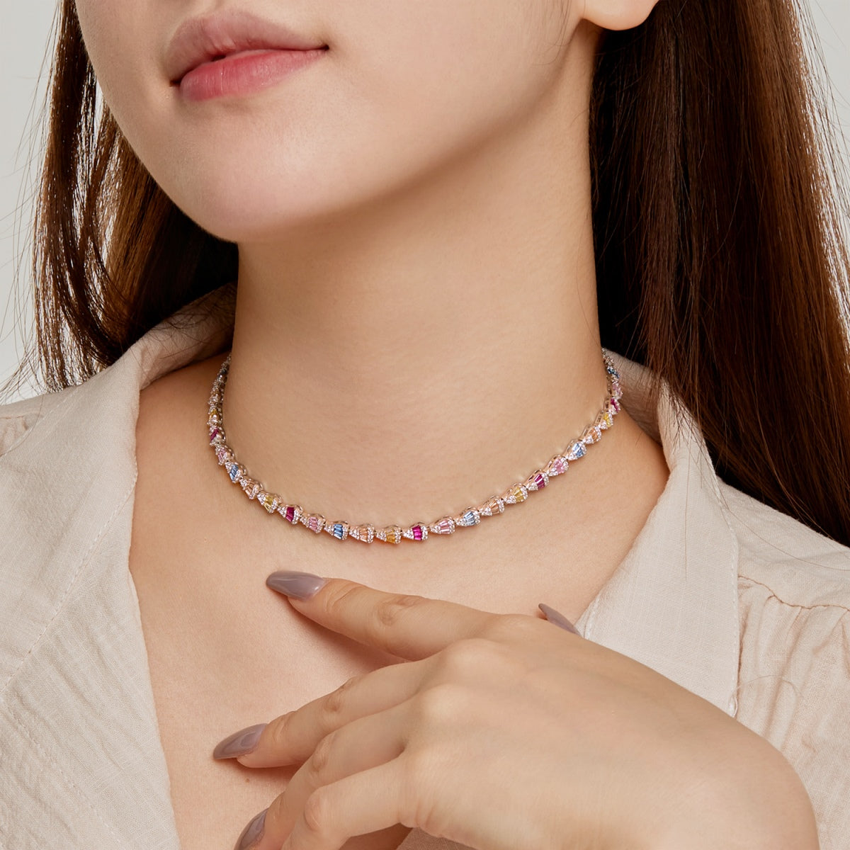 [Sparkling Aurora]Radiant Colorful Rainbow Necklace