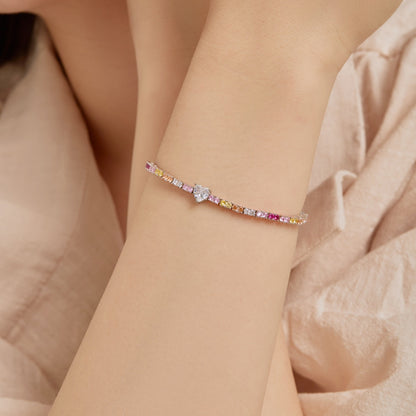 [Sparkling Aurora]Delicate Romantic Heart Shape Lover Bracelet