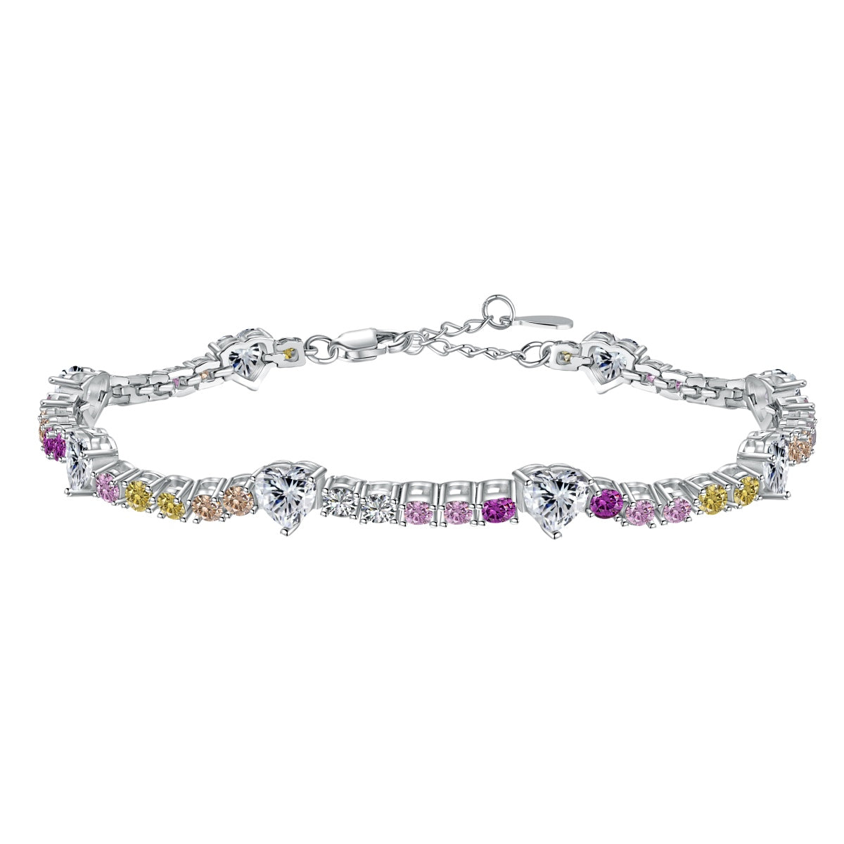 [Sparkling Aurora]Romantic Heart Shape Round Cut Lover Bracelet