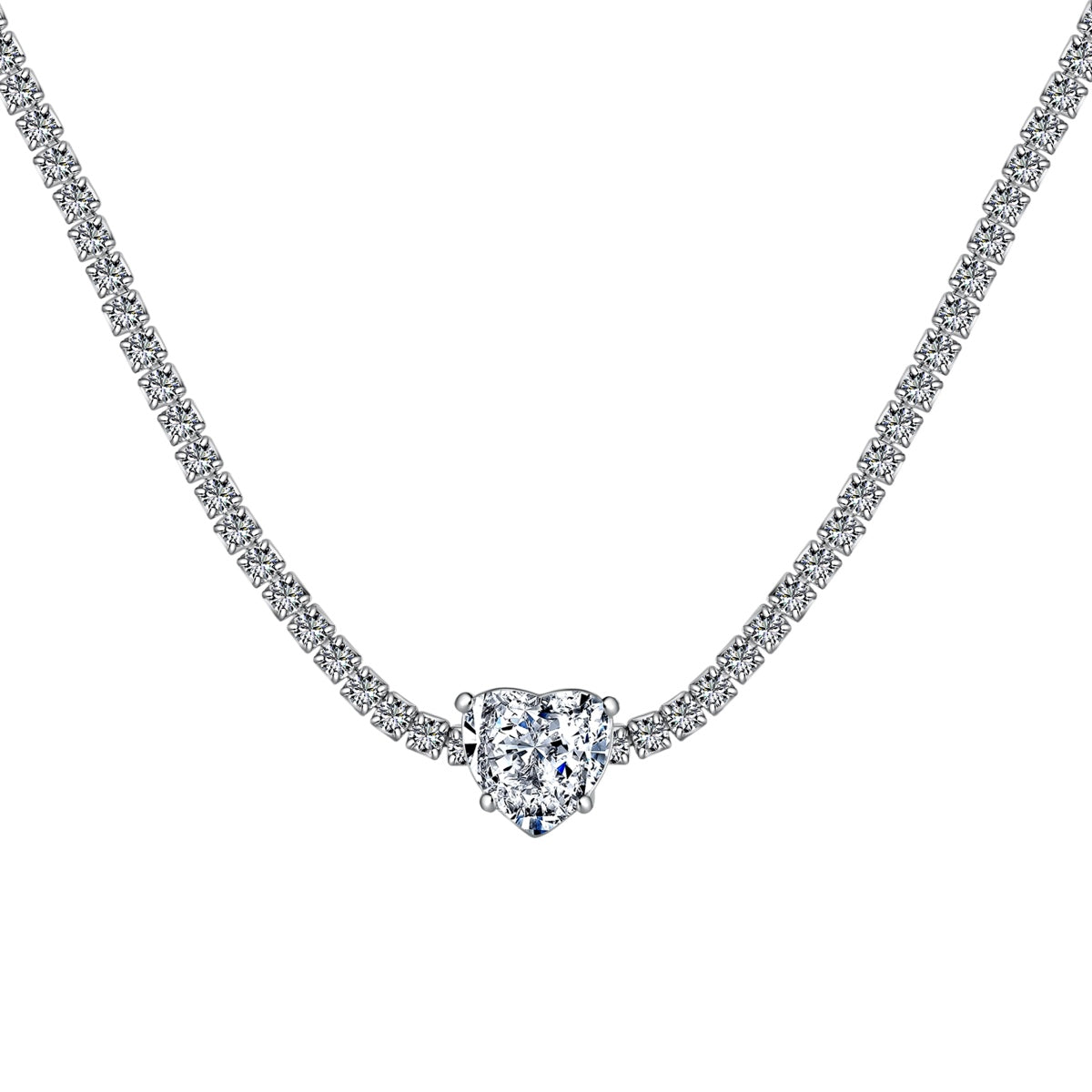 [Sparkling Aurora]2.0 Carat Sparkling Tennis Heart Cut Necklace