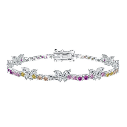 [Sparkling Aurora]Ornate Colorful Butterfly Shape Round Cut Daily Bracelet